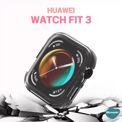 Microsonic Huawei Watch Fit 3 Kılıf 360 Full Round Soft Silicone Gümüş