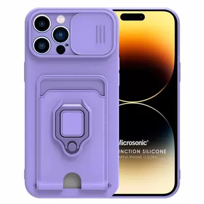 Microsonic Apple iPhone 15 Pro Max Kılıf Multifunction Silicone Lila