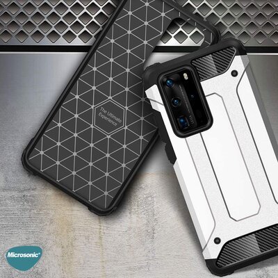 Microsonic Huawei P40 Pro Kılıf Rugged Armor Gümüş