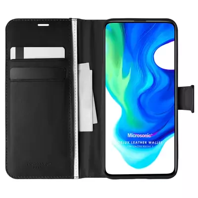 Microsonic Xiaomi Redmi 9 Kılıf Delux Leather Wallet Siyah