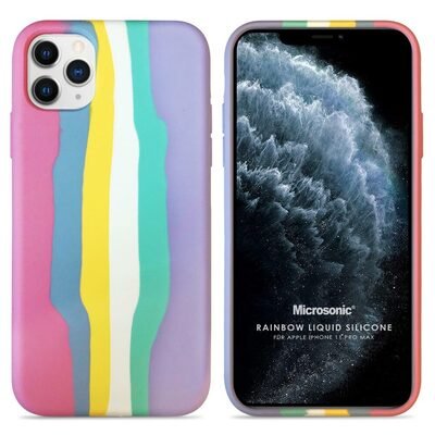 Microsonic Apple iPhone 11 Pro Max Kılıf Painted Rainbow Pattern Renkli