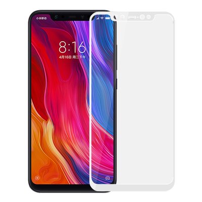 Microsonic Xiaomi Mi 8 Kavisli Temperli Cam Ekran Koruyucu Film Beyaz