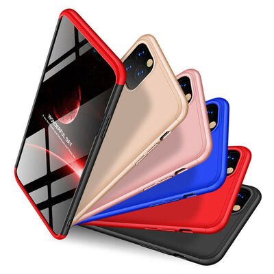 Microsonic Apple iPhone 11 Pro Max Kılıf Double Dip 360 Protective AYS Siyah - Kırmızı