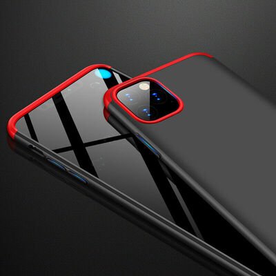 Microsonic Apple iPhone 11 Pro Max Kılıf Double Dip 360 Protective AYS Siyah - Kırmızı