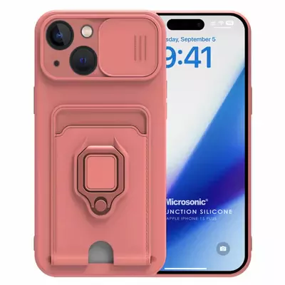 Microsonic Apple iPhone 15 Plus Kılıf Multifunction Silicone Pembe