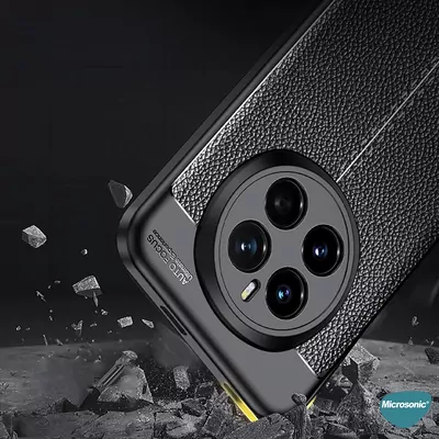 Microsonic Honor Magic 7 Pro Kılıf Deri Dokulu Silikon Siyah