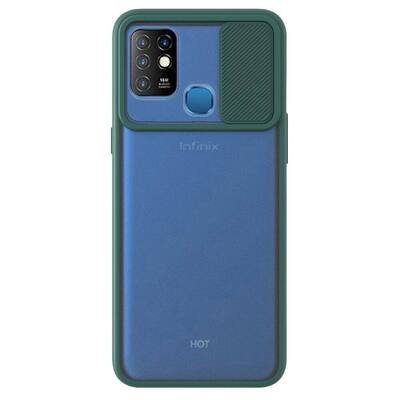 Microsonic Infinix Hot 10 Kılıf Slide Camera Lens Protection Koyu Yeşil