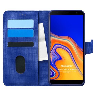 Microsonic Samsung Galaxy J4 Plus Kılıf Fabric Book Wallet Lacivert