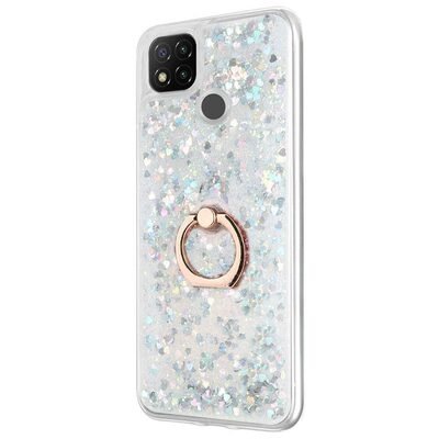 Microsonic Xiaomi Redmi 9C Kılıf Glitter Liquid Holder Gümüş