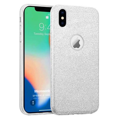 Microsonic Apple iPhone X Kılıf Sparkle Shiny Gümüş