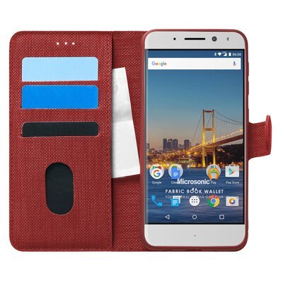 Microsonic General Mobile GM8 Kılıf Fabric Book Wallet Kırmızı