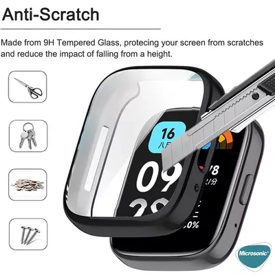 Microsonic Xiaomi Redmi Watch 5 Lite Kılıf 360 Full Round Soft Silicone Gümüş