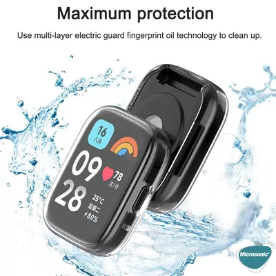 Microsonic Xiaomi Redmi Watch 5 Lite Kılıf 360 Full Round Soft Silicone Gümüş