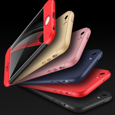 Microsonic Apple iPhone SE Kılıf Double Dip 360 Protective AYS Siyah - Kırmızı