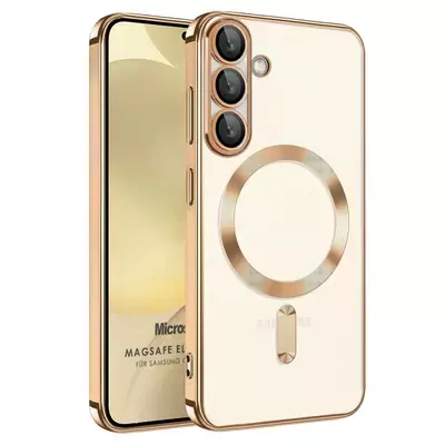 Microsonic Samsung Galaxy S25 Plus Kılıf MagSafe Luxury Electroplate Gold