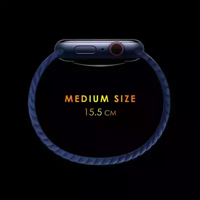 Microsonic Samsung Galaxy Watch 3 45mm Kordon, (Medium Size, 155mm) Braided Solo Loop Band Lacivert