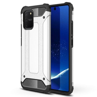 Microsonic Samsung Galaxy A91 Kılıf Rugged Armor Gümüş