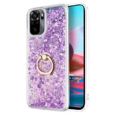 Microsonic Xiaomi Redmi Note 10 Kılıf Glitter Liquid Holder Mor