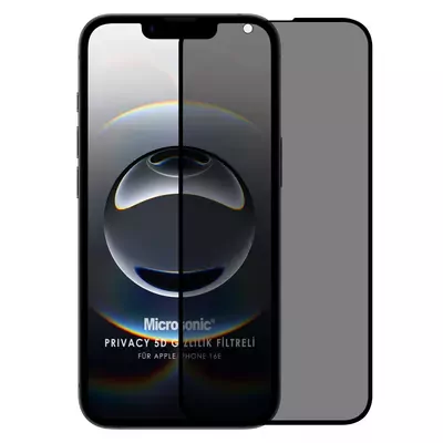 Microsonic Apple iPhone 16e Privacy 5D Gizlilik Filtreli Cam Ekran Koruyucu Siyah