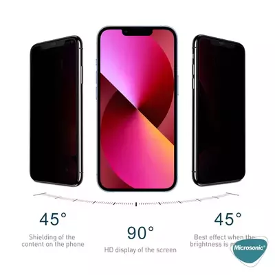 Microsonic Apple iPhone 16e Privacy 5D Gizlilik Filtreli Cam Ekran Koruyucu Siyah