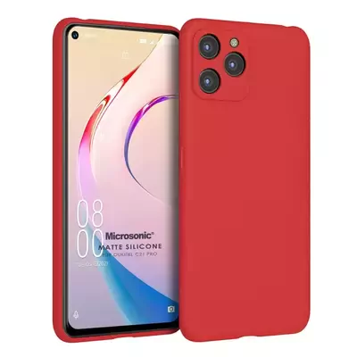 Microsonic Oukitel C21 Pro Kılıf Matte Silicone Kırmızı