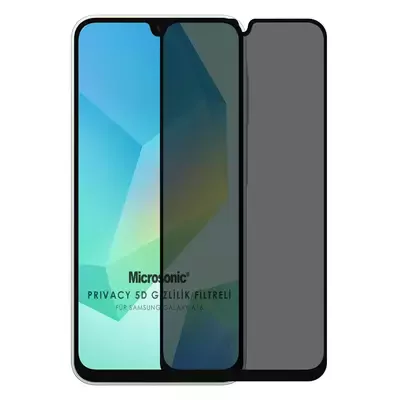Microsonic Samsung Galaxy A16 Privacy 5D Gizlilik Filtreli Cam Ekran Koruyucu Siyah