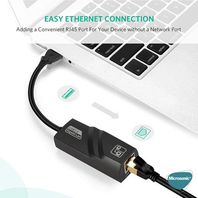 Microsonic USB 3.0 to Ethernet Adaptör Siyah