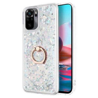 Microsonic Xiaomi Redmi Note 10 Kılıf Glitter Liquid Holder Gümüş