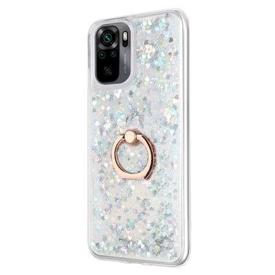 Microsonic Xiaomi Redmi Note 10 Kılıf Glitter Liquid Holder Gümüş