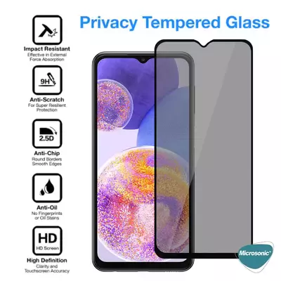Microsonic Samsung Galaxy A06 Privacy 5D Gizlilik Filtreli Cam Ekran Koruyucu Siyah