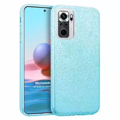 Microsonic Xiaomi Redmi Note 10S Kılıf Sparkle Shiny Mavi