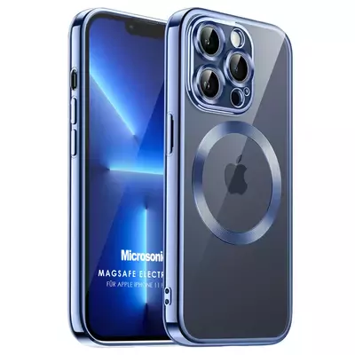 Microsonic Apple iPhone 11 Pro Max Kılıf MagSafe Luxury Electroplate Mavi