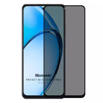 Microsonic Oppo A60 Privacy 5D Gizlilik Filtreli Cam Ekran Koruyucu Siyah