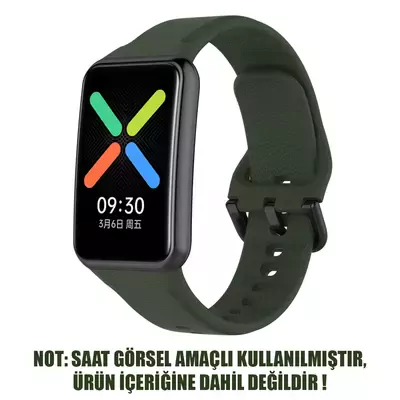 Microsonic Oppo Watch Free Kordon, Silicone Sport Band Koyu Yeşil