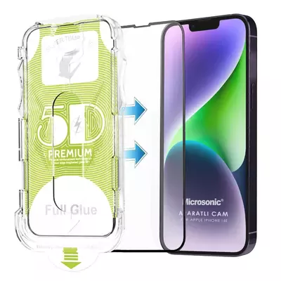 Microsonic Apple iPhone 16e Magic Uygulama Aparatlı Tam Kapatan Ekran Koruyucu Siyah