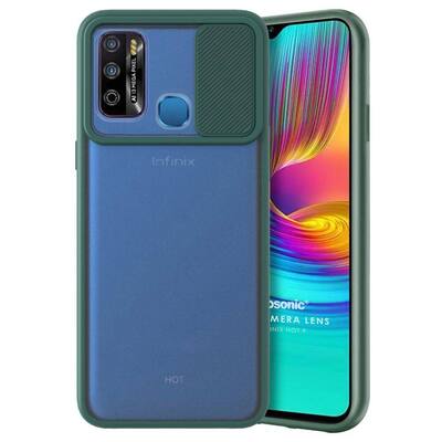 Microsonic Infinix Hot 9 Kılıf Slide Camera Lens Protection Koyu Yeşil