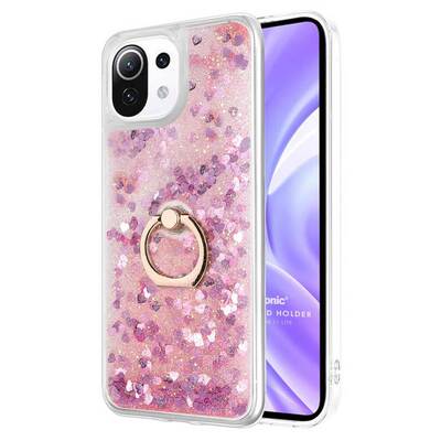 Microsonic Xiaomi Mi 11 Lite Kılıf Glitter Liquid Holder Pembe