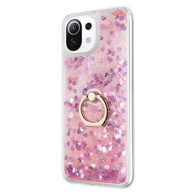 Microsonic Xiaomi Mi 11 Lite Kılıf Glitter Liquid Holder Pembe