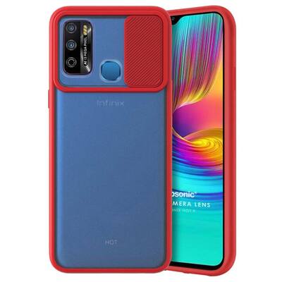 Microsonic Infinix Hot 9 Kılıf Slide Camera Lens Protection Kırmızı