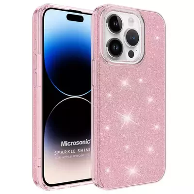 Microsonic Apple iPhone 15 Pro Kılıf Sparkle Shiny Rose Gold