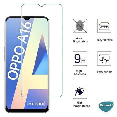 Microsonic Oppo A16 Tempered Glass Cam Ekran Koruyucu