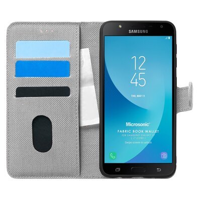 Microsonic Samsung Galaxy J7 Core Kılıf Fabric Book Wallet Gri