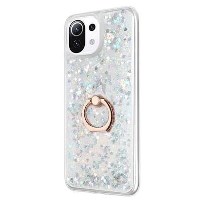 Microsonic Xiaomi Mi 11 Lite Kılıf Glitter Liquid Holder Gümüş