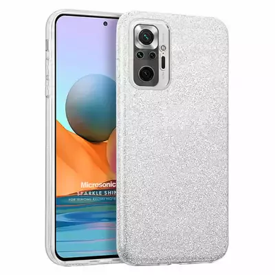 Microsonic Xiaomi Redmi Note 10 Pro Kılıf Sparkle Shiny Gümüş