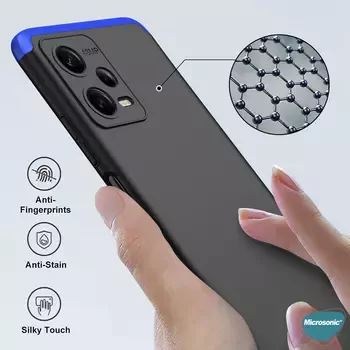 Microsonic Xiaomi Redmi Note 12 Kılıf Double Dip 360 Protective Siyah Kırmızı