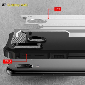 Microsonic Samsung Galaxy A40 Kılıf Rugged Armor Gümüş