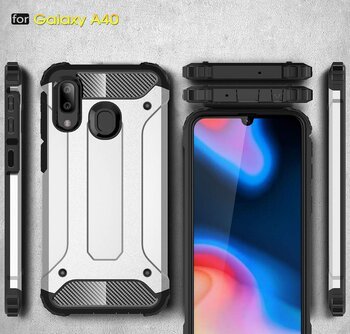 Microsonic Samsung Galaxy A40 Kılıf Rugged Armor Gümüş