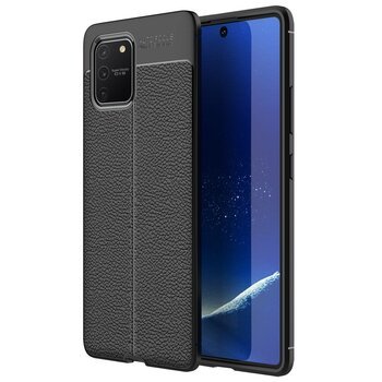 Microsonic Samsung Galaxy A91 Kılıf Deri Dokulu Silikon Siyah