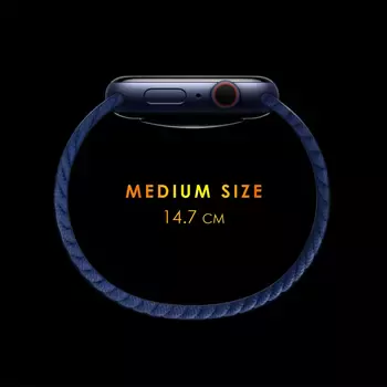 Microsonic Apple Watch SE 44mm Kordon, (Medium Size, 147mm) Braided Solo Loop Band Turuncu