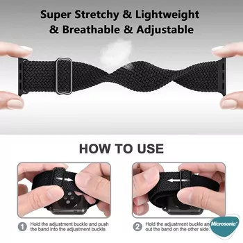 Microsonic Apple Watch Ultra 3 Kordon Knitted Fabric Loop Kırmızı